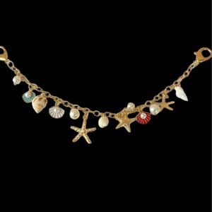 Gold Starfish and Shell Purse Charm Chain